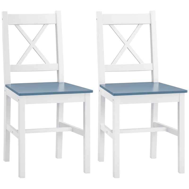 Titan 45cm H Solid Wood Cross Back Side Chair, White/Grey