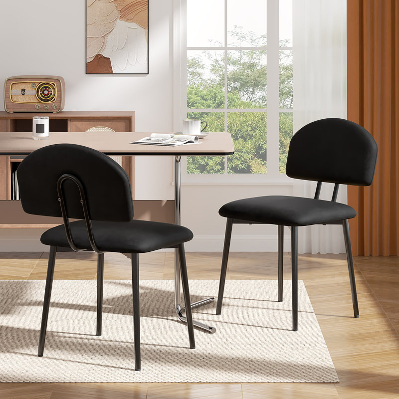 Ensemble de 2 chaises de salle à manger rembourrées, chaises de cuisine rembourrées en similicuir avec siège rembourré et pieds en métal, chaises de salle à manger modernes et contemporaines pour la cuisine, la salle à manger, le meuble-lavabo, le salon