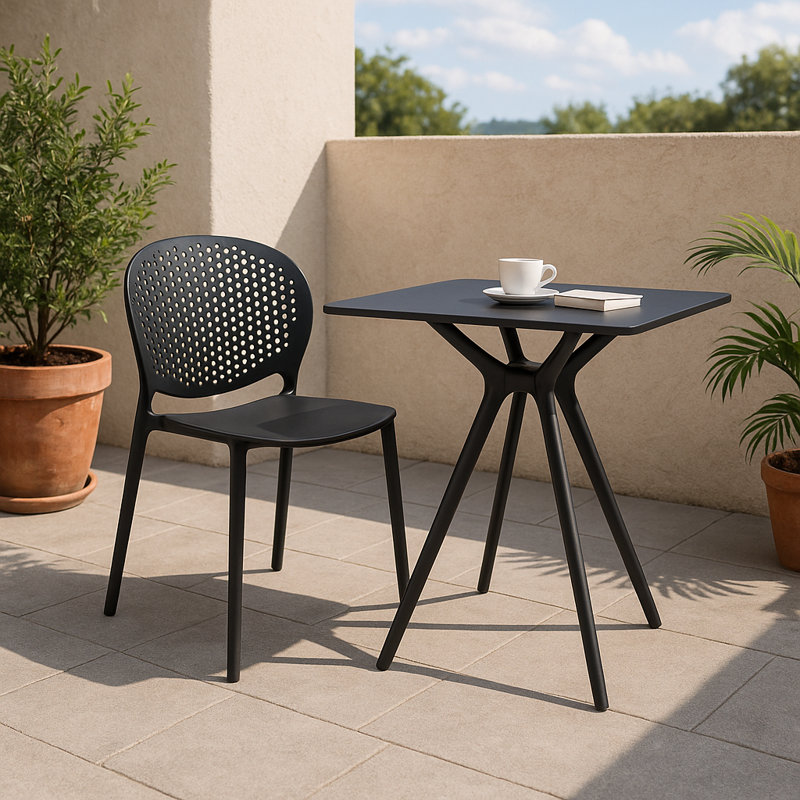 Vikenti 27.5" Square Table, Black