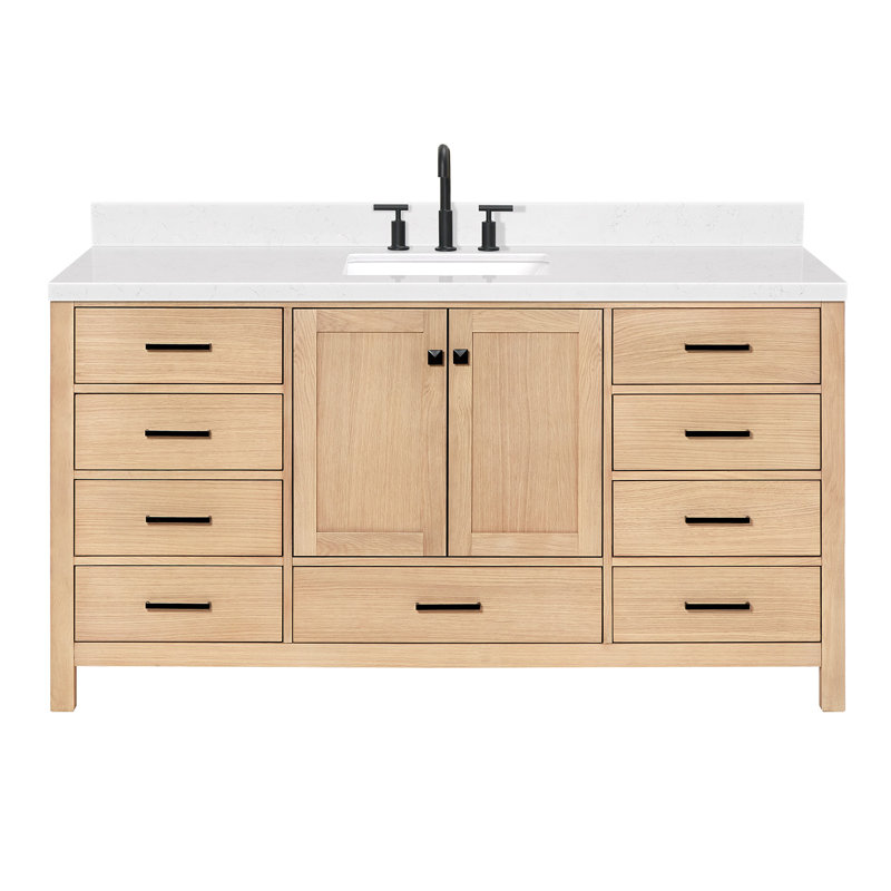 Ensemble de meuble-lavabo simple 66 po , Chêne, Rectangular