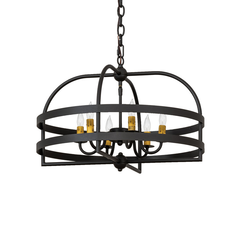 Black Geometric Metal Candle Chandelier with Chain