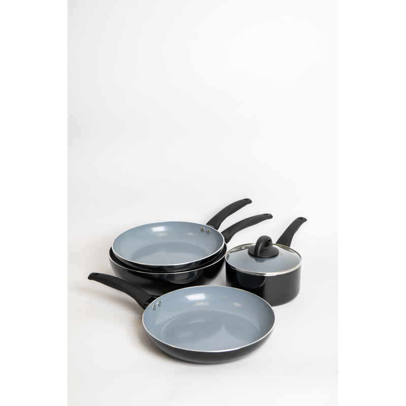 MasterClass 5pc Ceramic Non-Stick Eco Pan Set with 2x Frying Pans, 2x Saucepans, and Wok