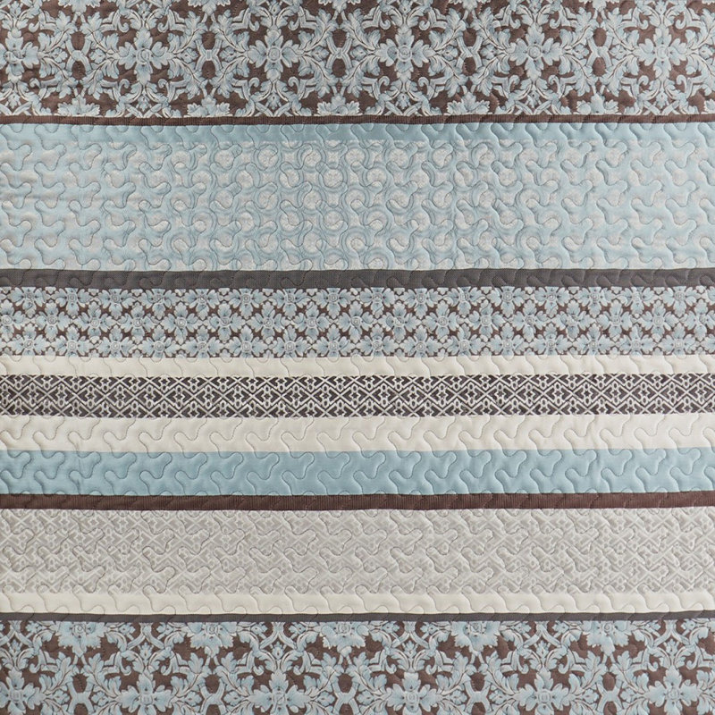 Ensemble de couvre-lit réversible en jacquard 5 pièces Blue King