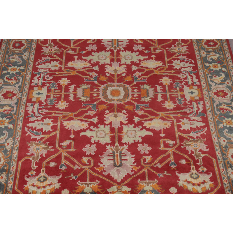 Tapis indien géométrique rouge 9 x 12