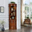 Armoire de coin 74,02 po en bois massif brun de style américain