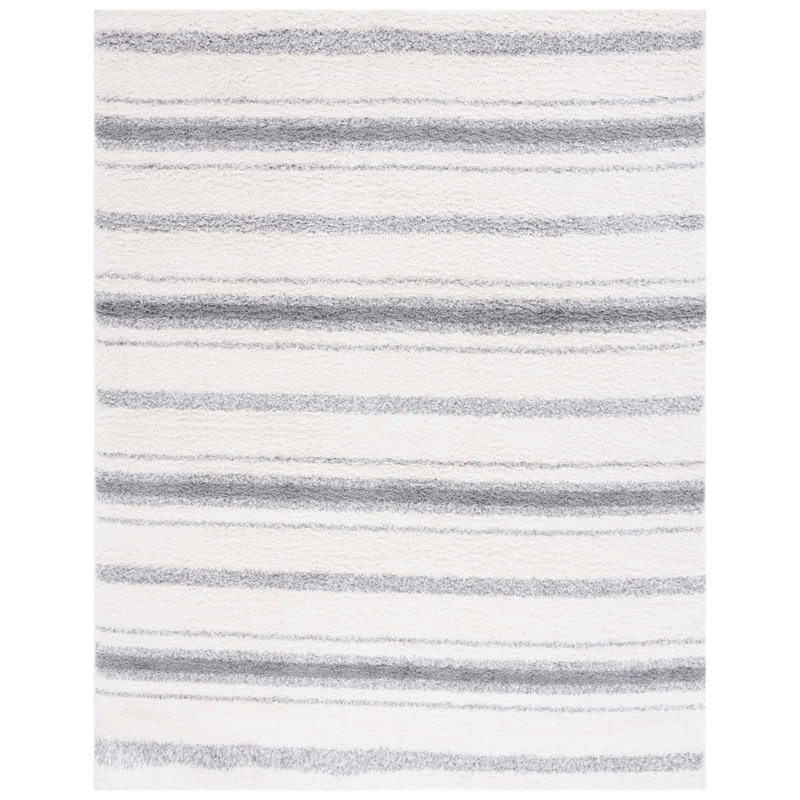 Yahor Border & Stripe Shag 200 Performance Striped Rug, Rectangle 4'5" x 6'5"