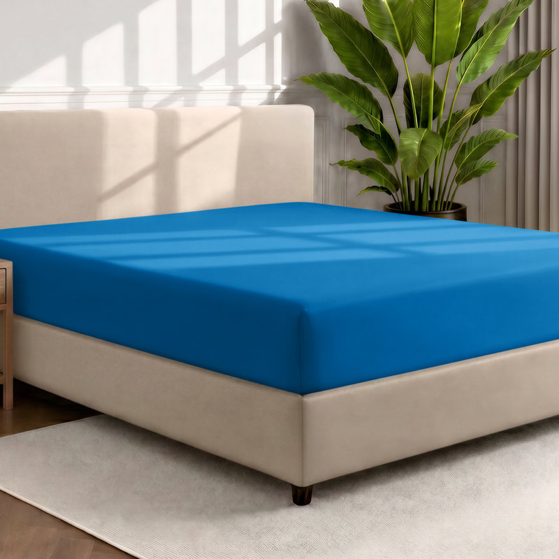Microfiber Fitted Sheet, King Fitted Sheet, Medium Blue