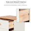 Ainsa 3-Drawer Bedside Table, Soft White Painted with Oak Effect Top