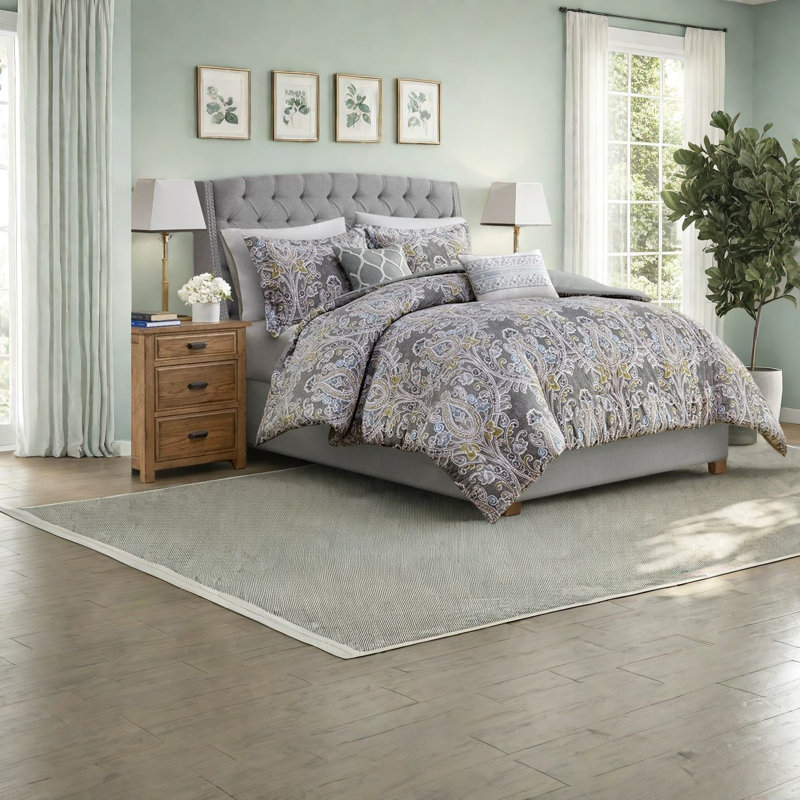 Luxurious Cotton Bedding Sets, Hypoallergenic Grey Damask King For Elegance