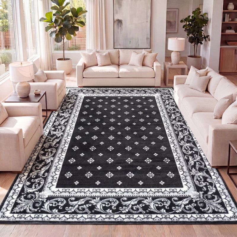 Tapis noir / gris Jaiden, Rectangulaire 3 pi x 5 pi