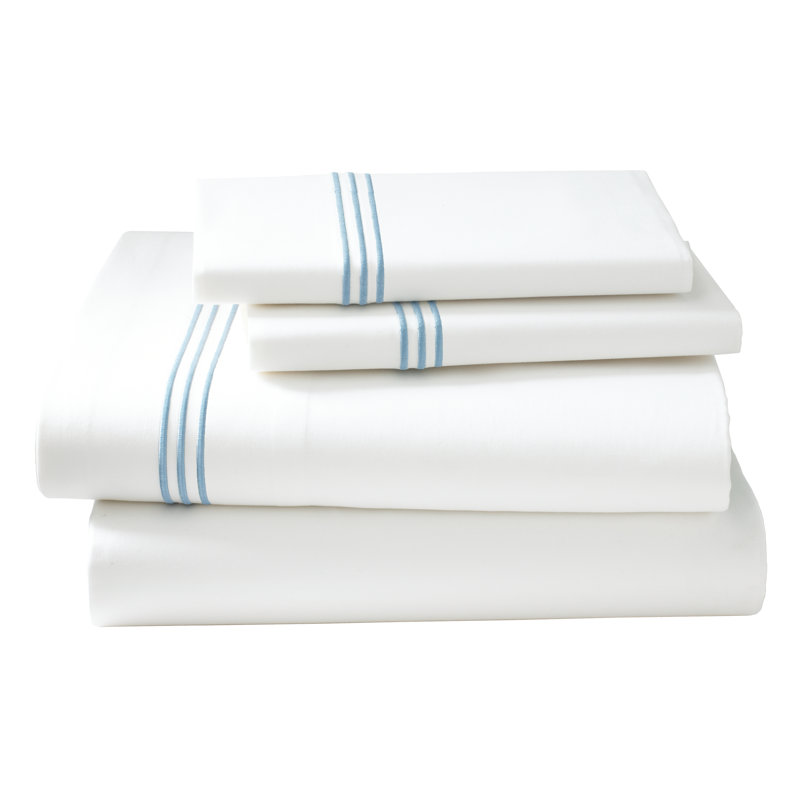 Ravana Cotton Blend Percale Flat Sheet, Full/Queen Flat Sheet, Blue