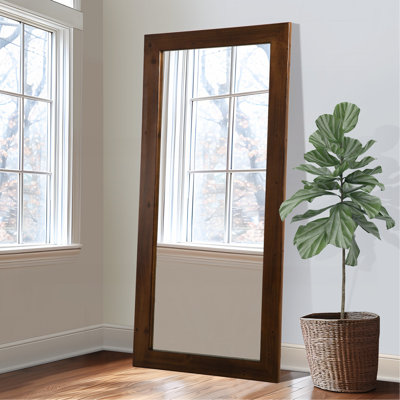 Miroir de plancher à bordure droite en bois massif pour une décoration intérieure élégante et fonctionnelle