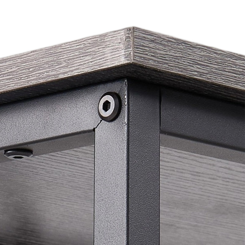 Rectangle Computer Desk with Hutch, Grey, Black