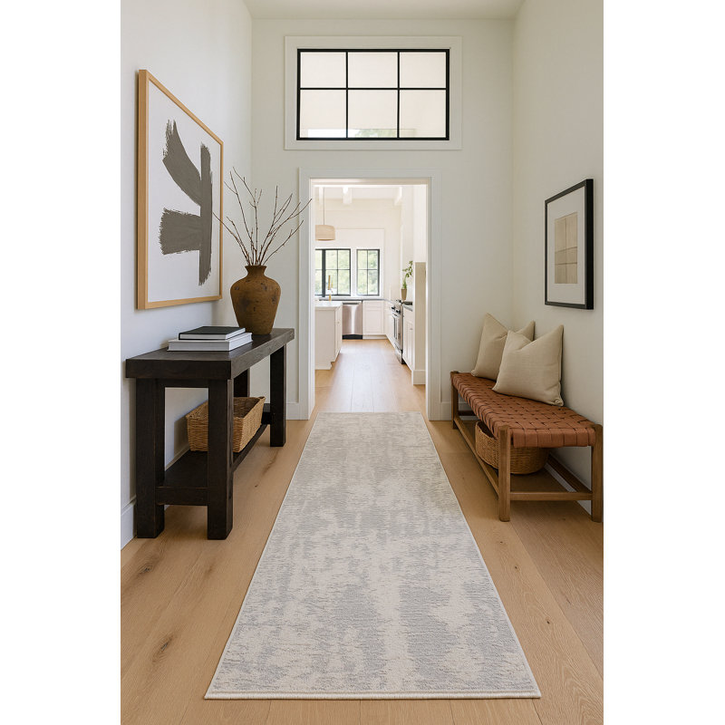 Abstract Gray Area Rug, Runner 2' x 11'