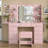 Makeup Vanity With Lighted Mirror And Power Outlet, 11 Drawers And Glass Top, 3 Color Lighting Modes, Fold-Up Panel, 4 Shelves, Stool Included