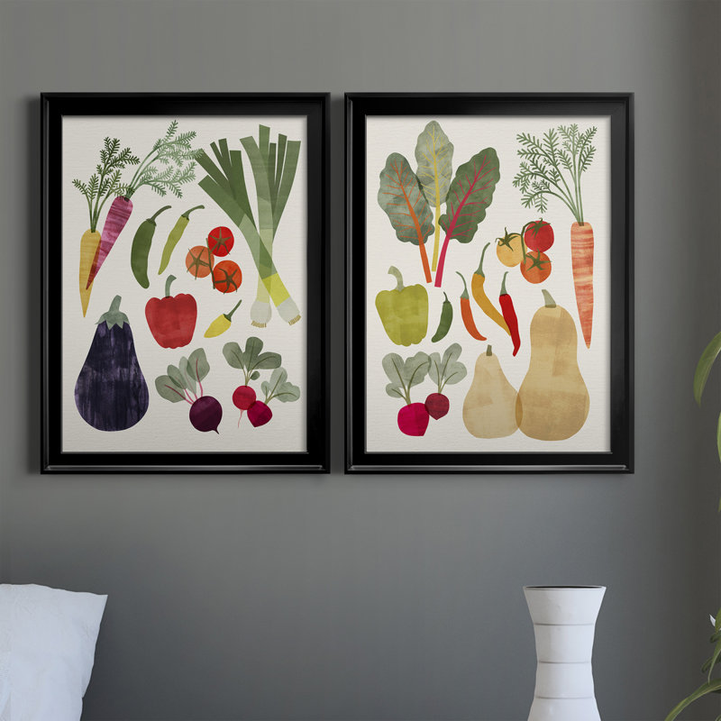 «Garden Offrant I», ensemble de 2 peintures sur toile encadrées, H 42,5 po x l 61 po x P 1 po, Cadre noir