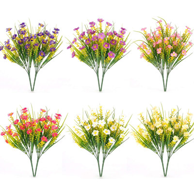 12 paquets de fleurs artificielles pour l'extérieur, plantes artificielles résistantes aux rayons UV pour l'extérieur