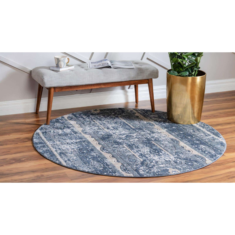 Dunmyer Ikat Indoor Rug, Round 5'