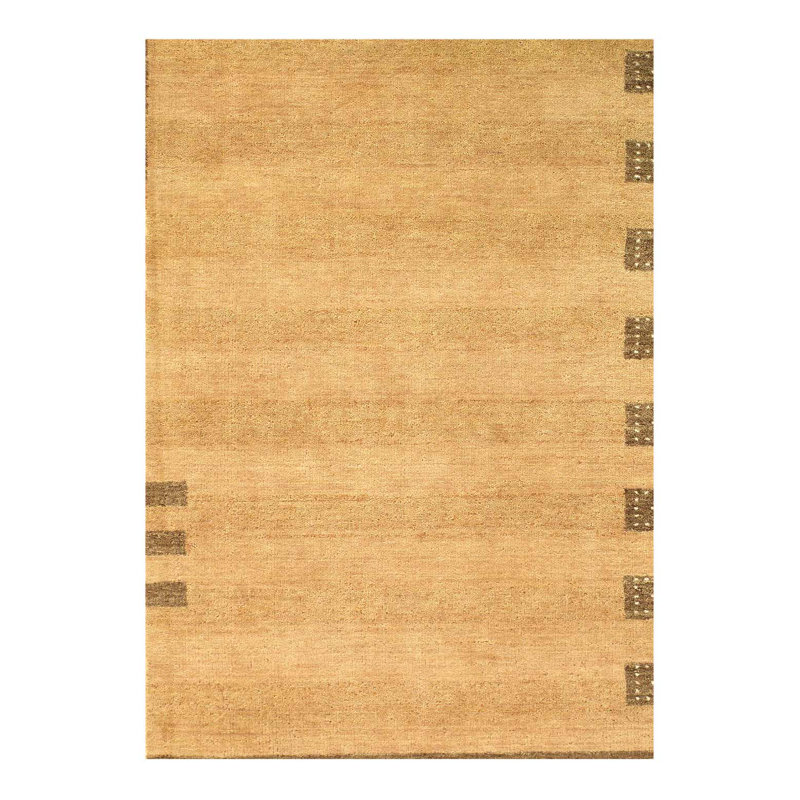 Tapis beige beige noué à la main 4 pi x 5 pi 4 po