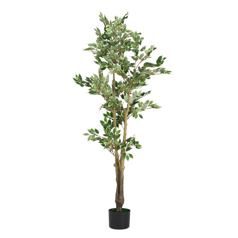 69" Artificial Ficus Tree With Black Plastic Pot Artificial Tree