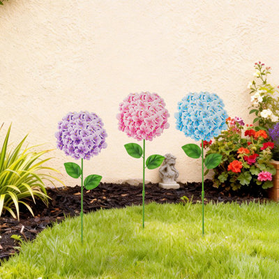 24''H Metal Hydrangea Garden Stake