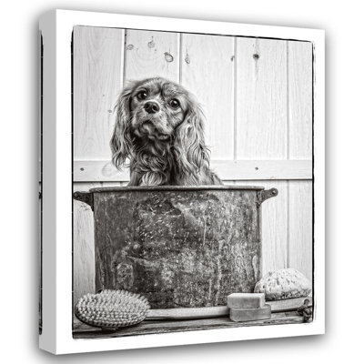 Lark Manor™ Fielding, Edward M. Gallery Wrapped Canvas Art Titled: Vintage Puppy Bath