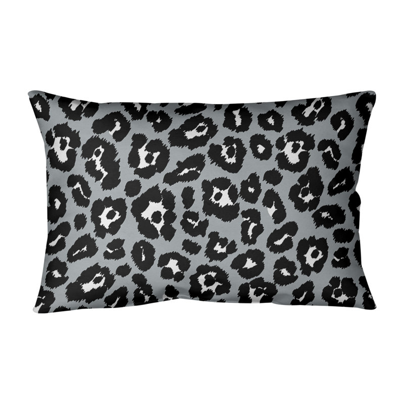 Animal Print Outdoor Reversible Throw Pillow, Silver