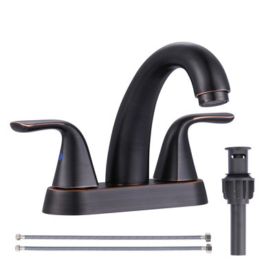Centerset 2-handle Bathroom Faucet with Drain Assembly