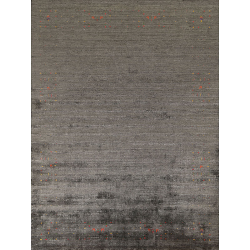Tapis oriental gris foncé et vert Gabbeh 8 x 10