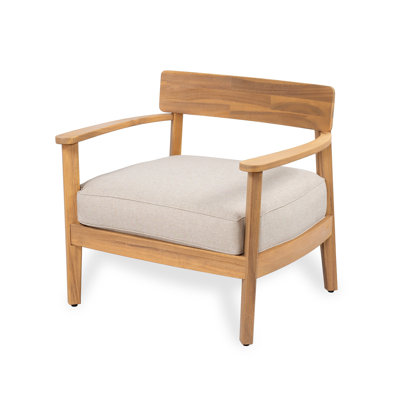 Mallorca Acacia Wood Club Chair With Seat Cushion, Set Of 1