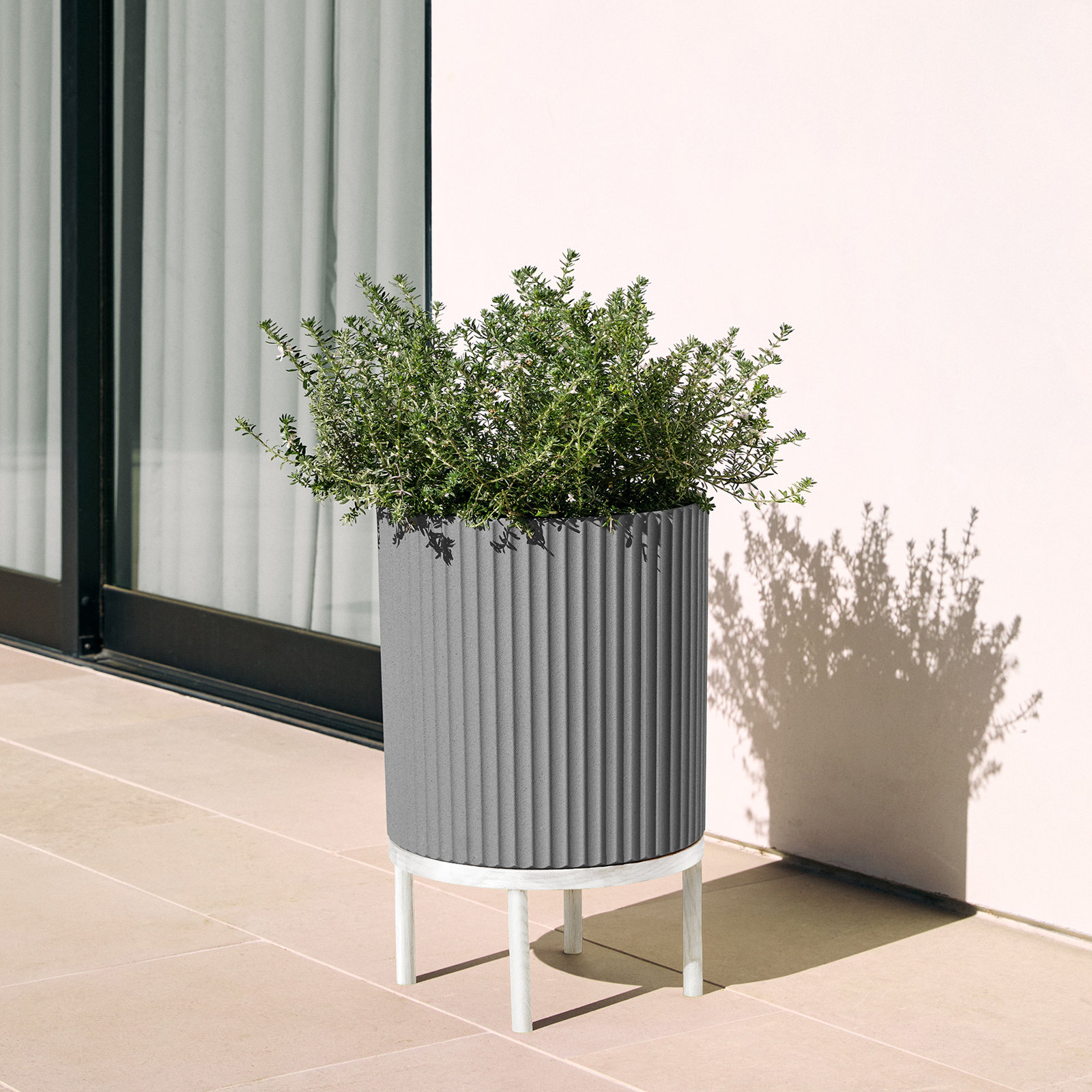 Demi Pot Planter, 1, 22" H x 14.75" W x 14.75" D, Gray/White