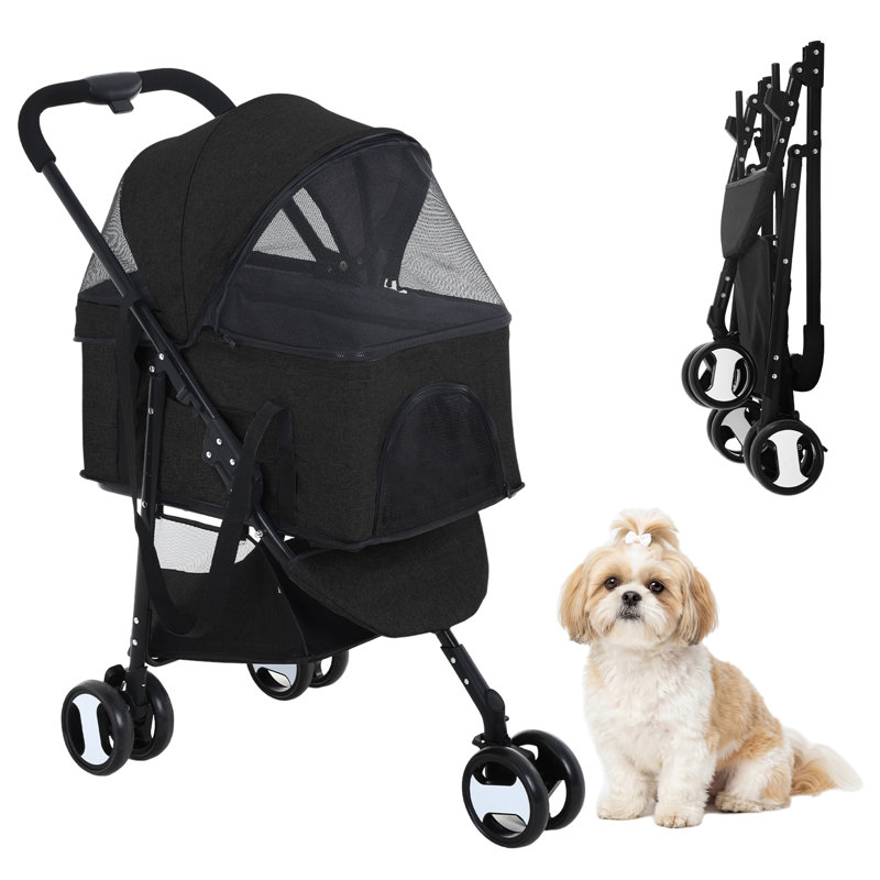 Poussette pliable pour animal de compagnie avec conception légère, poussette de voyage portable pour chat pour la marche, le jogging et l'utilisation à l'extérieur