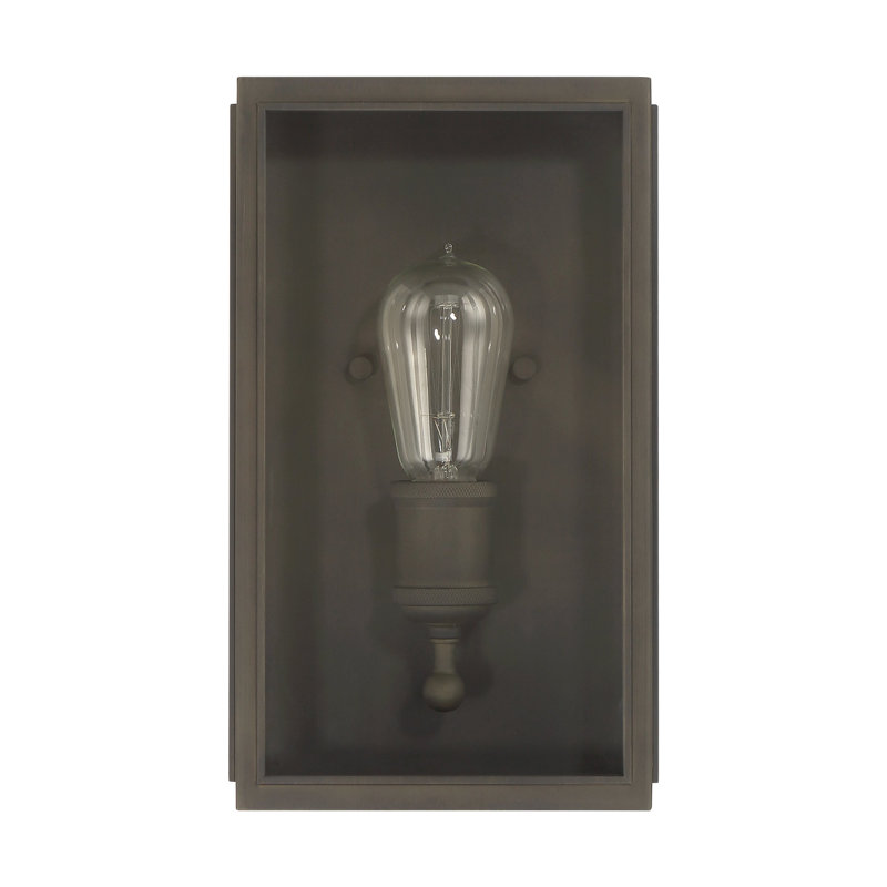 Hollis 12-inch 1-light Blackened Brass Exterior Wall Sconce with Clear Glass, 12" H x 7" W x 4.25" D, 1 Light
