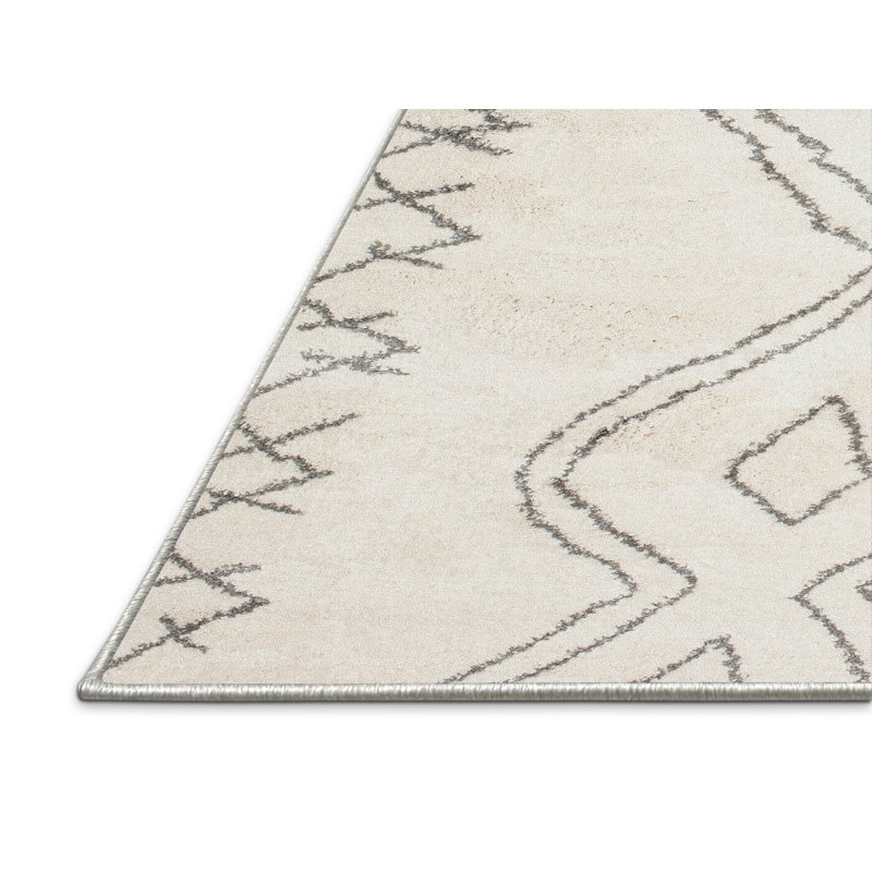 Tapis contemporain gris / crème Bushey, Rectangle 3 pi x 5 pi