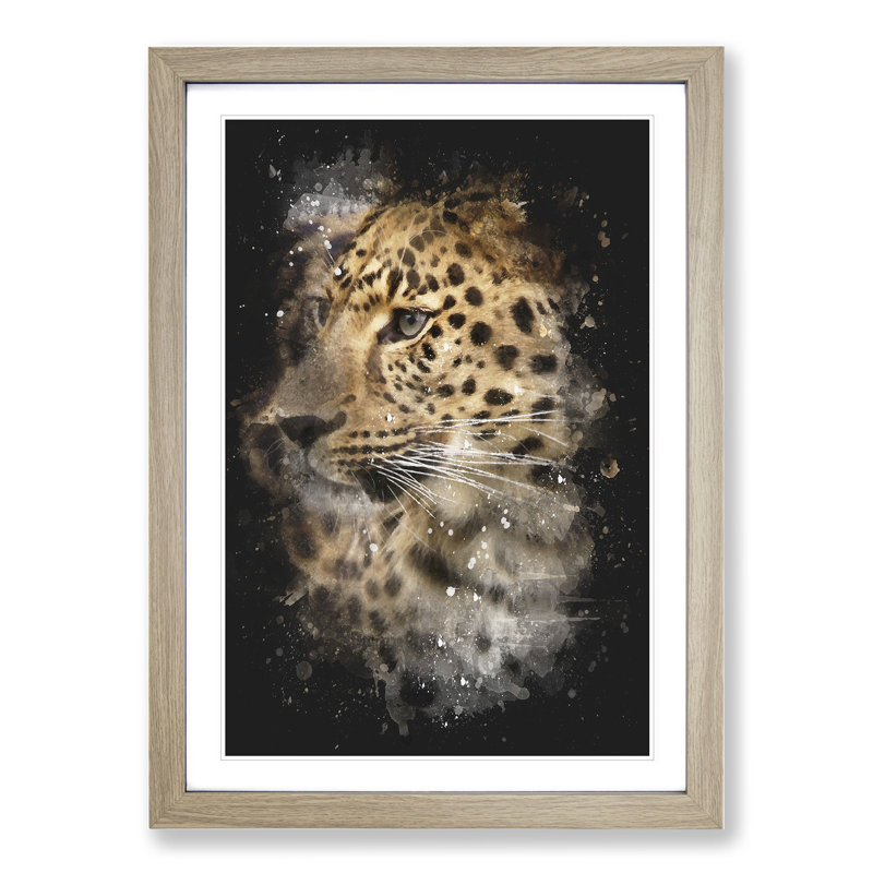 Leopard Vol.1 - Picture Frame Graphic Art, 90cm H x 65cm W x 2cm D, Oak Framed