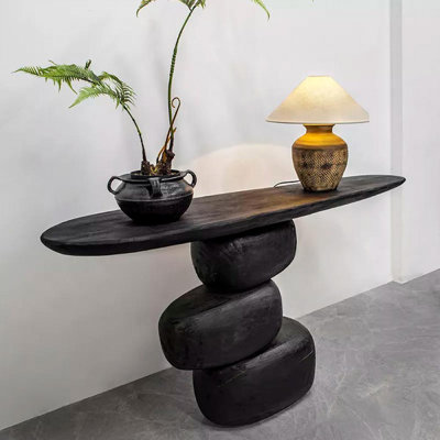 Black Solid Wood Console Table