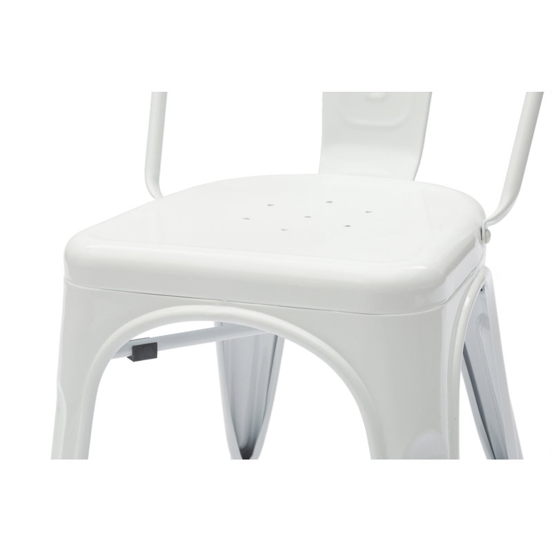 Bourdeau 43cm H Metal Slat Back Stacking Side Chair, White