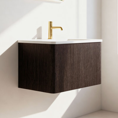 Hannemarie 24" Pre-Assembled Wall Mounted Single Bathroom Vanity with Top with Overflow