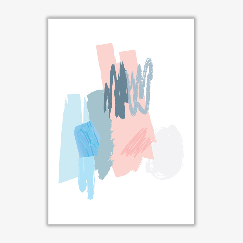 Blue And Pink Abstract Scribbles - Print, No Frame, 85 cm H x 60 cm W x 1 cm D