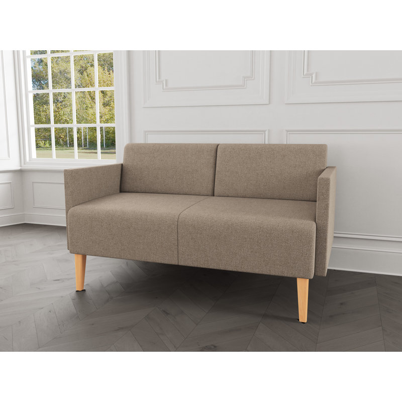 Luxe Lounge Reception Loveseat, Natural Wood, Archetype Silt