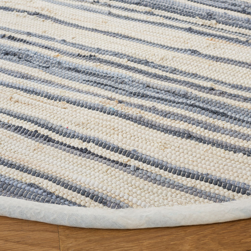 Tapis abstrait en coton tissé à la main Fales Rag, Rond 6 pi