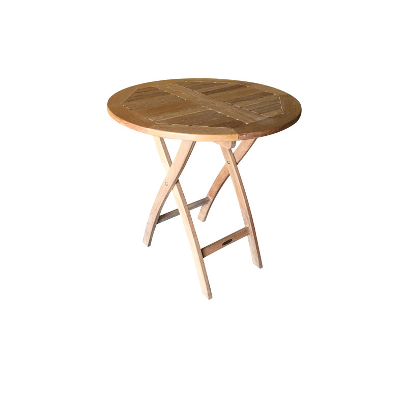 Pomeray Round Teak Solid Wood Foldable Outdoor Dining Table , 27.5 " W 27.5 " D