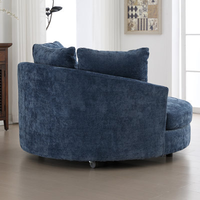 59.8" W Oversized Barrel Chair,Chenille Sofa Chair  With 5 Pillows