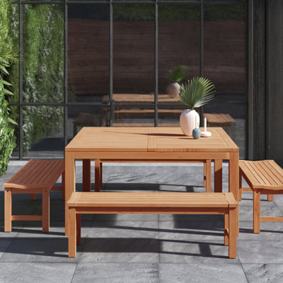Anautica 8 - Person Teak Wood Patio Dining Set with Square Table