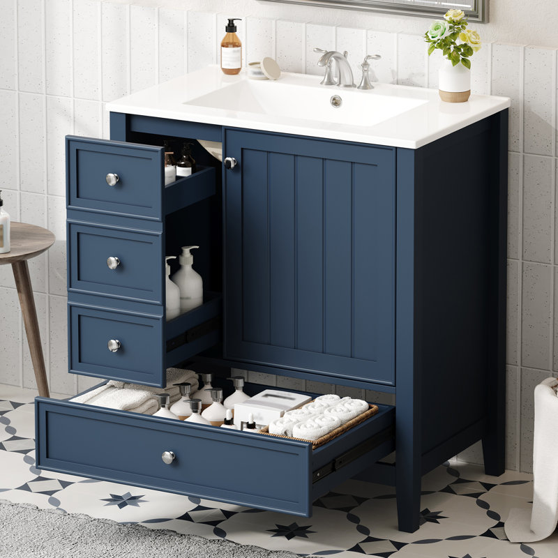 Meuble-lavabo 36 po avec lavabo, Bleu
