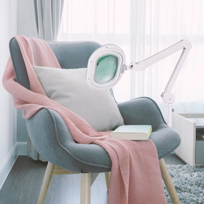 White Adjustable Arc Energy Star Magnifying Floor Lamp