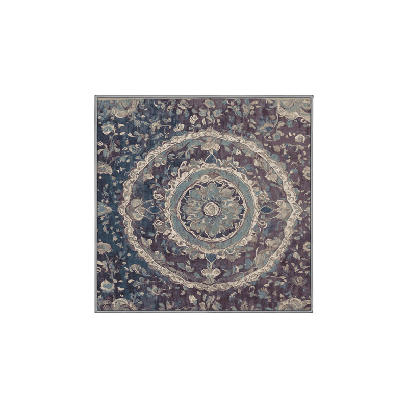 Machine Washable Purple Area Rug, Square 8'