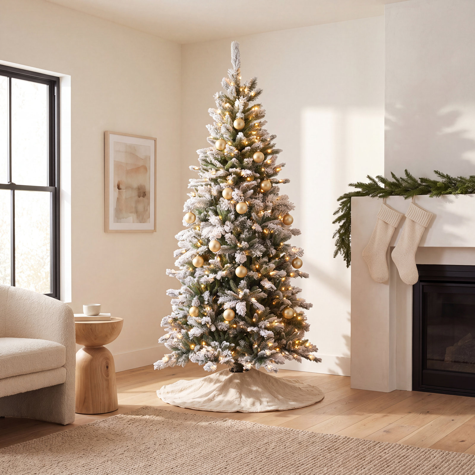 7.5' Pre-Lit Pine Slim Tree
