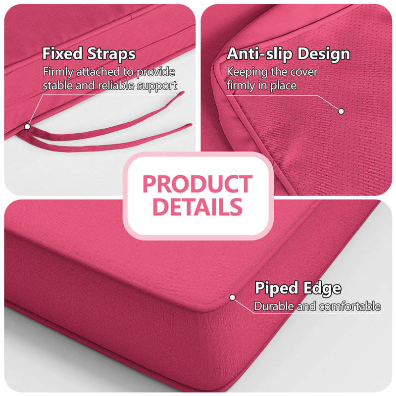 3-Piece Outdoor Seat Cushion Set, Pink