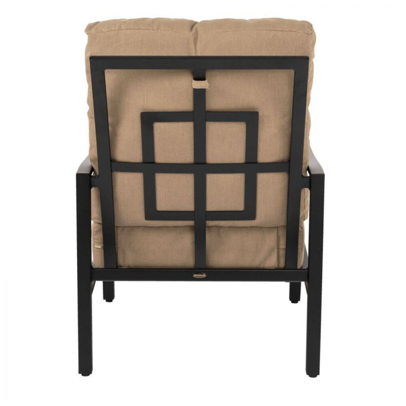 Chaise de patio avec coussin Sunbrella Nico, Noir lisse, Toile Sunbrella® beige chiné
